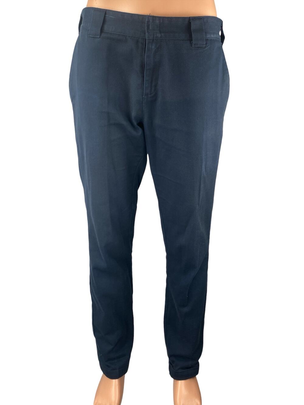 Dickies Men's Blue Mid Rise Slim Straight Skinny Chino Khaki Trousers Pants 32